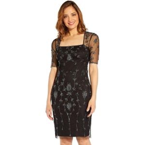 imageAdrianna Papell Womens Beaded Short DressBlackGunmetal