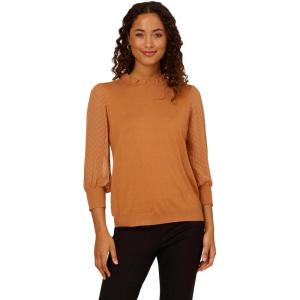 imageAdrianna Papell Womens Clip Dot Sleeve Twofer SweaterToasted Bronze