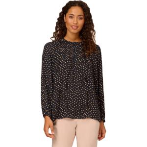 imageAdrianna Papell Womens Pintuck Button Down BlouseNavyKhaki Classic Hearts