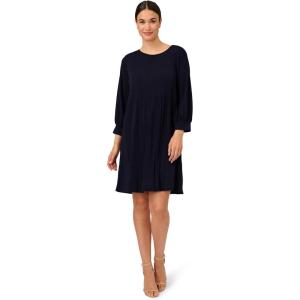 imageAdrianna Papell Womens Pleated Knit Crew Neck DressBlue Moon