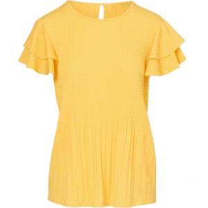 imageAdrianna Papell Womens Pleated Knit Double Sleeve TopMimosaIvory Small Dot