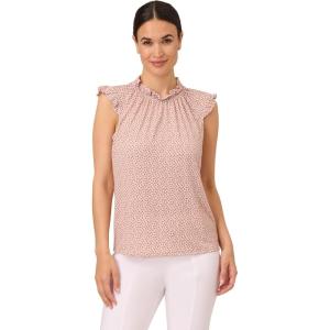 imageAdrianna Papell Womens Ruffle Mock Neck TankChampagne Blowing Leaf