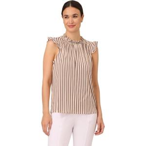 imageAdrianna Papell Womens Ruffle Mock Neck TankChampagne Blush Contrast Stripe