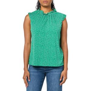 imageAdrianna Papell Womens Ruffle Mock Neck TankEmerald Sweet Ditsy