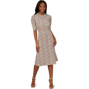 imageAdrianna Papell Womens Ruffle Neck Short Sleeve DressBlack