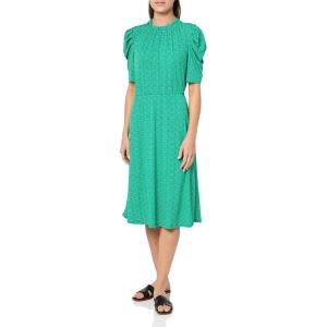 imageAdrianna Papell Womens Ruffle Neck Short Sleeve DressEmerald Scattered Leaf