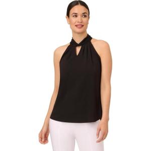 imageAdrianna Papell Womens Solid Knit Halter Twist Neck TopBlack