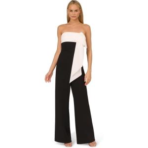 imageAdrianna Papell womens Knit Crepe Strapless JumpsuitBlackWhite