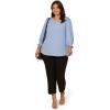 imageAdrianna Papell Womens Plus Size 34 Smocked Sleeve Solid TopElegant Sky