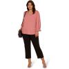 imageAdrianna Papell Womens Plus Size 34 Smocked Sleeve Solid TopRosy Peach