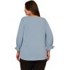imageAdrianna Papell Womens Plus Size 34 Smocked Sleeve Solid TopSea Ice