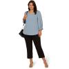 imageAdrianna Papell Womens Plus Size 34 Smocked Sleeve Solid TopSea Ice