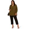imageAdrianna Papell Womens Textured Airflow VNeck Johnny Collar BlouseOlive Green