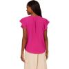 imageAdrianna Papell womens Solid Short Ruffle Sleeve Popover BlouseTropical Fuchsia