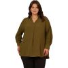 imageAdrianna Papell Womens Textured Airflow VNeck Johnny Collar BlouseOlive Green