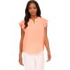 imageAdrianna Papell womens Solid Short Ruffle Sleeve Popover BlouseApricot Sorbet