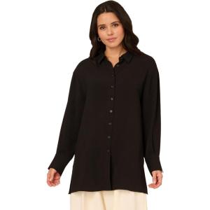 imageAdrianna Papell Womens Airflow Woven Button Down Top WSide SlitsBlack