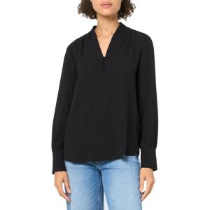 imageAdrianna Papell Womens Solid Long Sleeve BlouseBlack