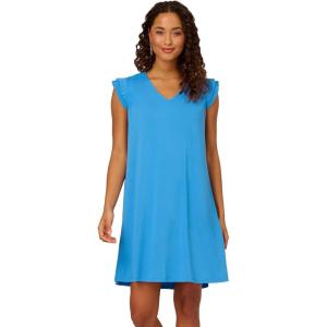 imageAdrianna Papell Womens V Neck Double Pleated Sleeve DressBlue