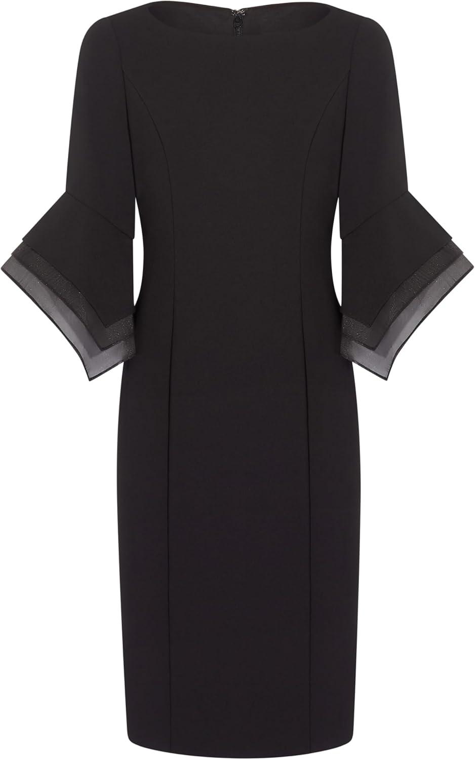 imageAdrianna Papell Womens Knit Crepe Tiered Sleeve DressBlack