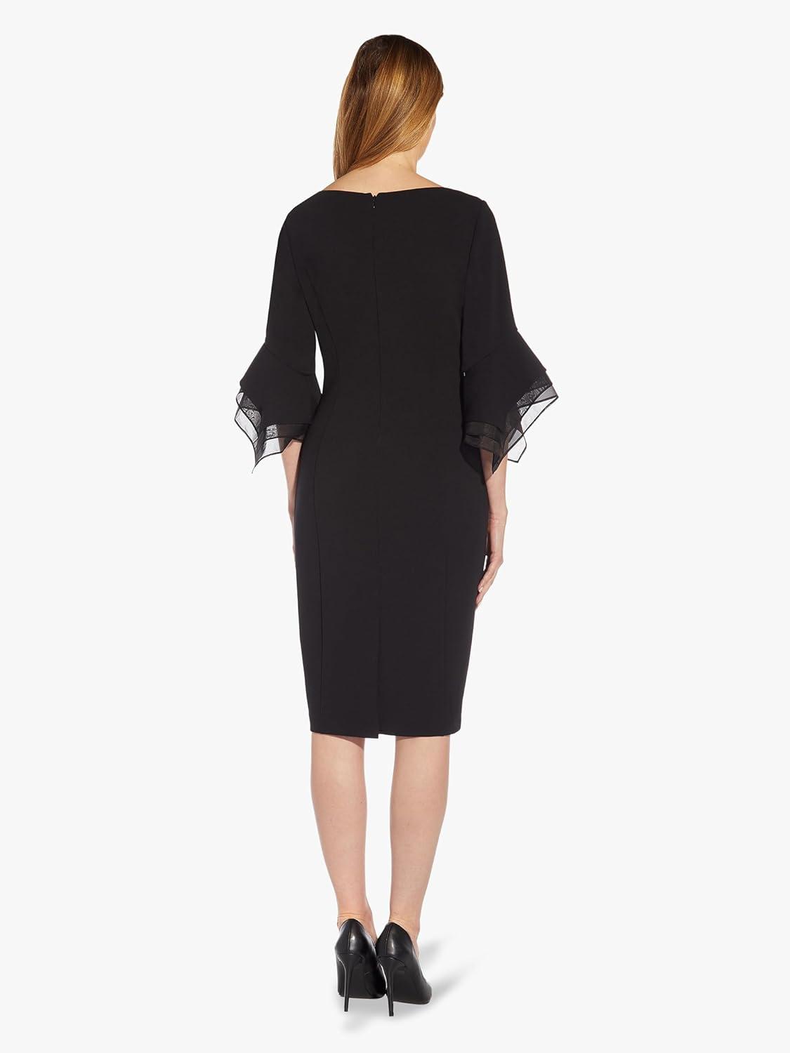 imageAdrianna Papell Womens Knit Crepe Tiered Sleeve DressBlack