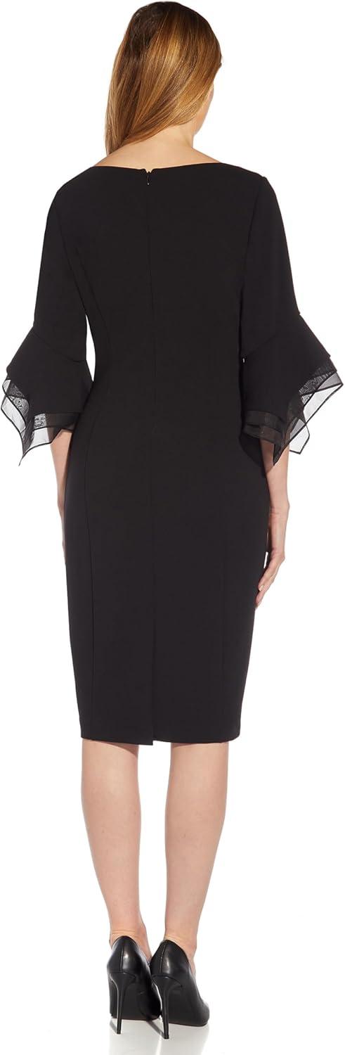 imageAdrianna Papell Womens Knit Crepe Tiered Sleeve DressBlack