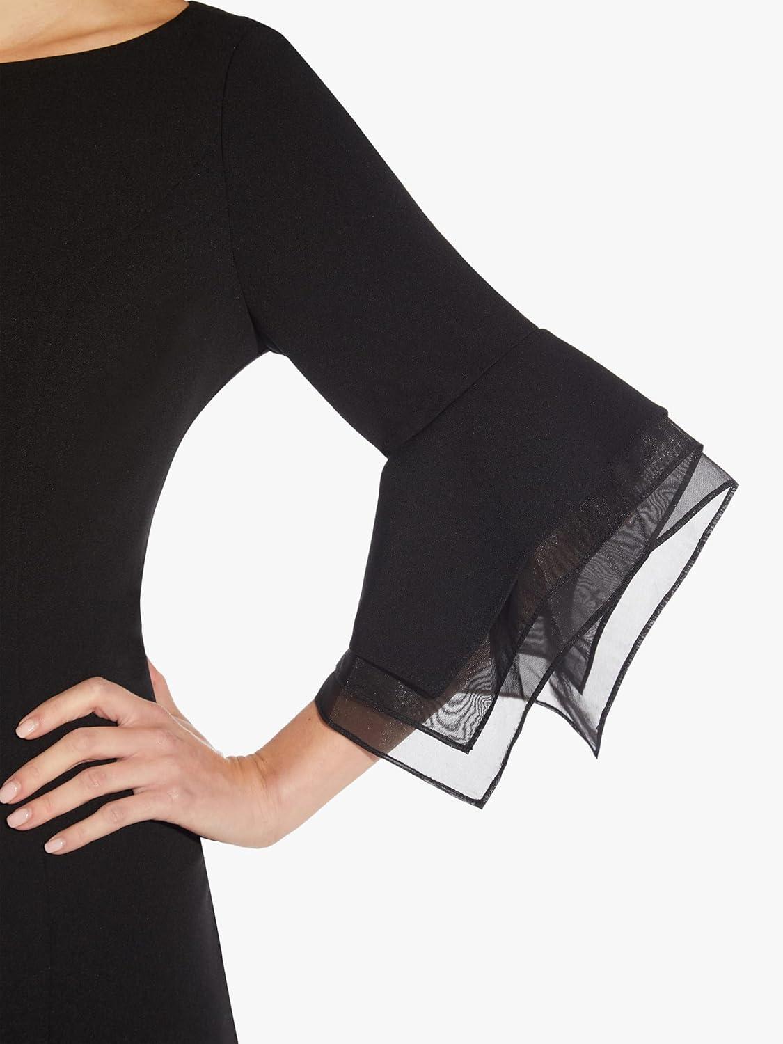 imageAdrianna Papell Womens Knit Crepe Tiered Sleeve DressBlack