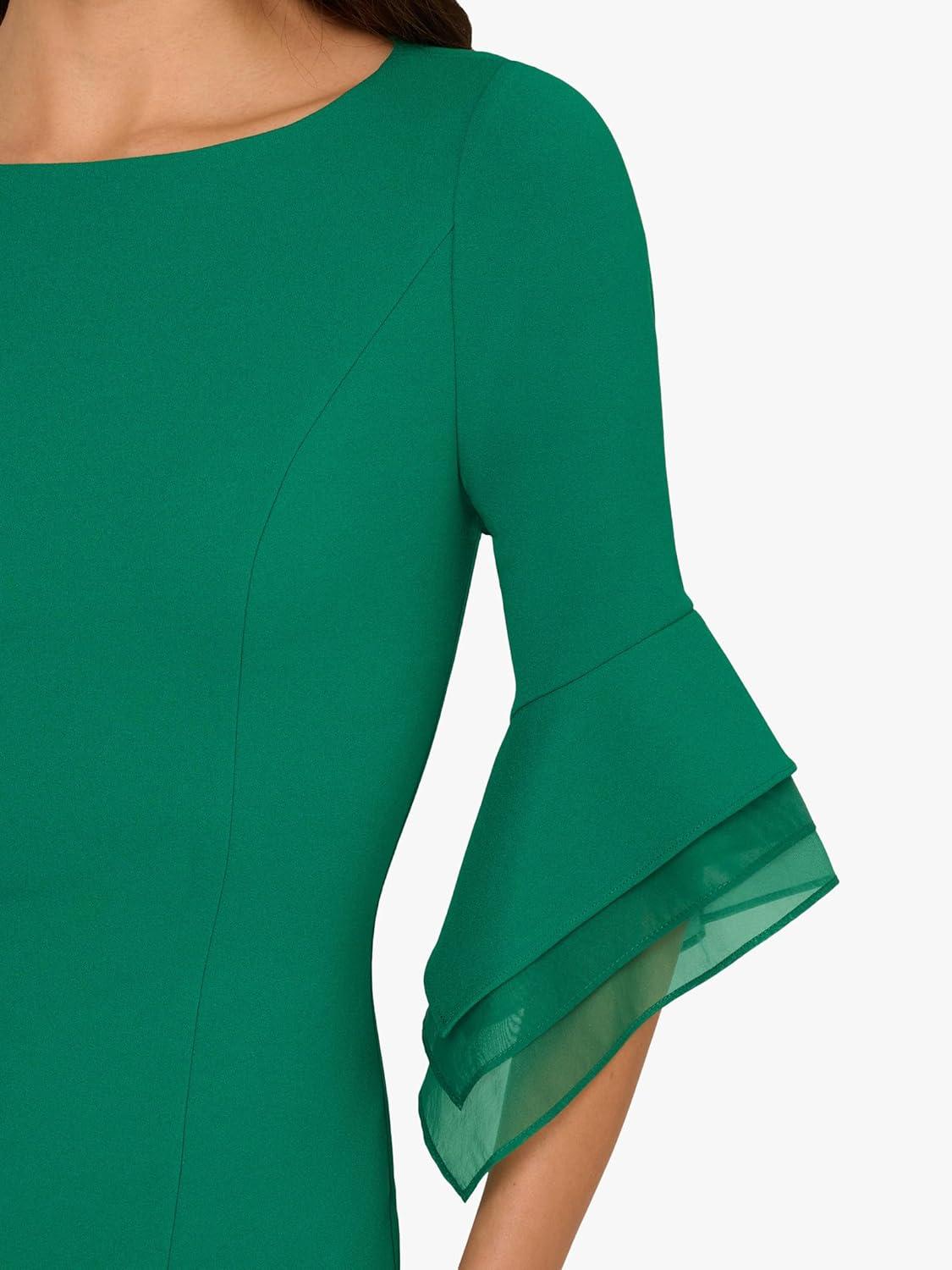 imageAdrianna Papell Womens Knit Crepe Tiered Sleeve DressRadiant Emerald