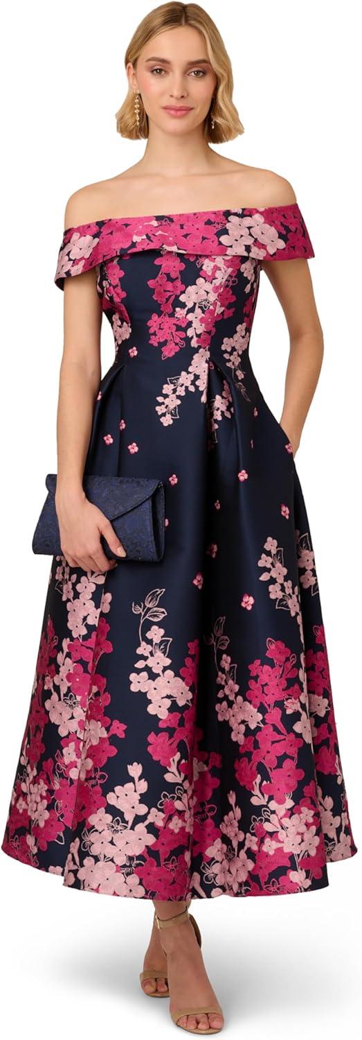 imageAdrianna Papell Womens OffShoulder DressNavyPink Multi