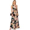 imageAdrianna Papell Floral Print Chiffon Gown with One Shoulder NecklineBlackBlush Multi