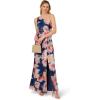 imageAdrianna Papell Floral Print Chiffon Gown with One Shoulder NecklineNavyBlush
