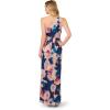 imageAdrianna Papell Floral Print Chiffon Gown with One Shoulder NecklineNavyBlush