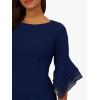 imageAdrianna Papell Stretch Knit Crepe Sheath Dress with Tiered Organza Bell Sleeve Navy Sateen 16