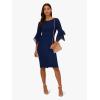 imageAdrianna Papell Stretch Knit Crepe Sheath Dress with Tiered Organza Bell Sleeve Navy Sateen 16