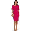 imageAdrianna Papell Womens Draped Knit Crepe DressBrilliant Rose