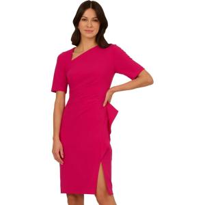 imageAdrianna Papell Womens Draped Knit Crepe DressBrilliant Rose