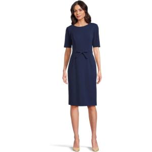 imageAdrianna Papell Womens Mini Bow Front Sheath DressNavy Sateen