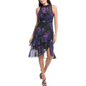 imageAdrianna Papell Sleeveless Glitter Floral Ruffle Midi Dress