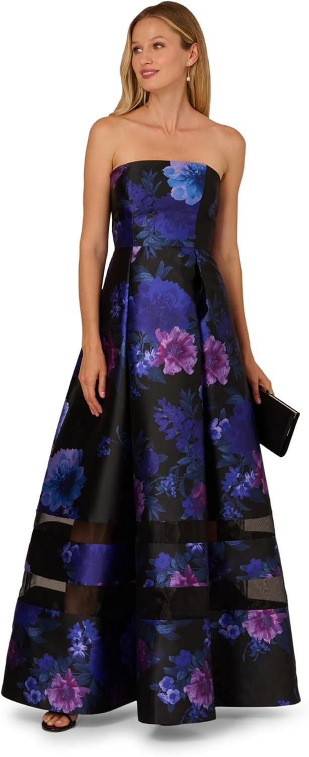 imageAdrianna Papell Strapless Floral Mikado Illusion Ballgown
