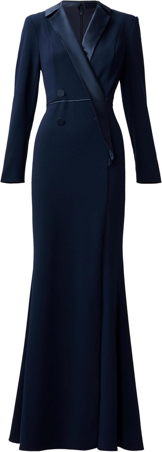 imageAdrianna Papell Womens Crepe Tuxedo GownMidnight