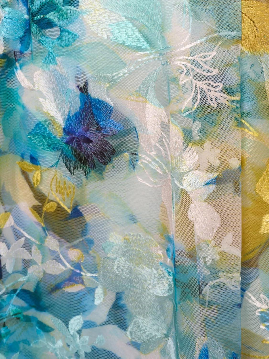 imageAdrianna Papell Womens Floral Printed Veiled DressBlueIvory Multi