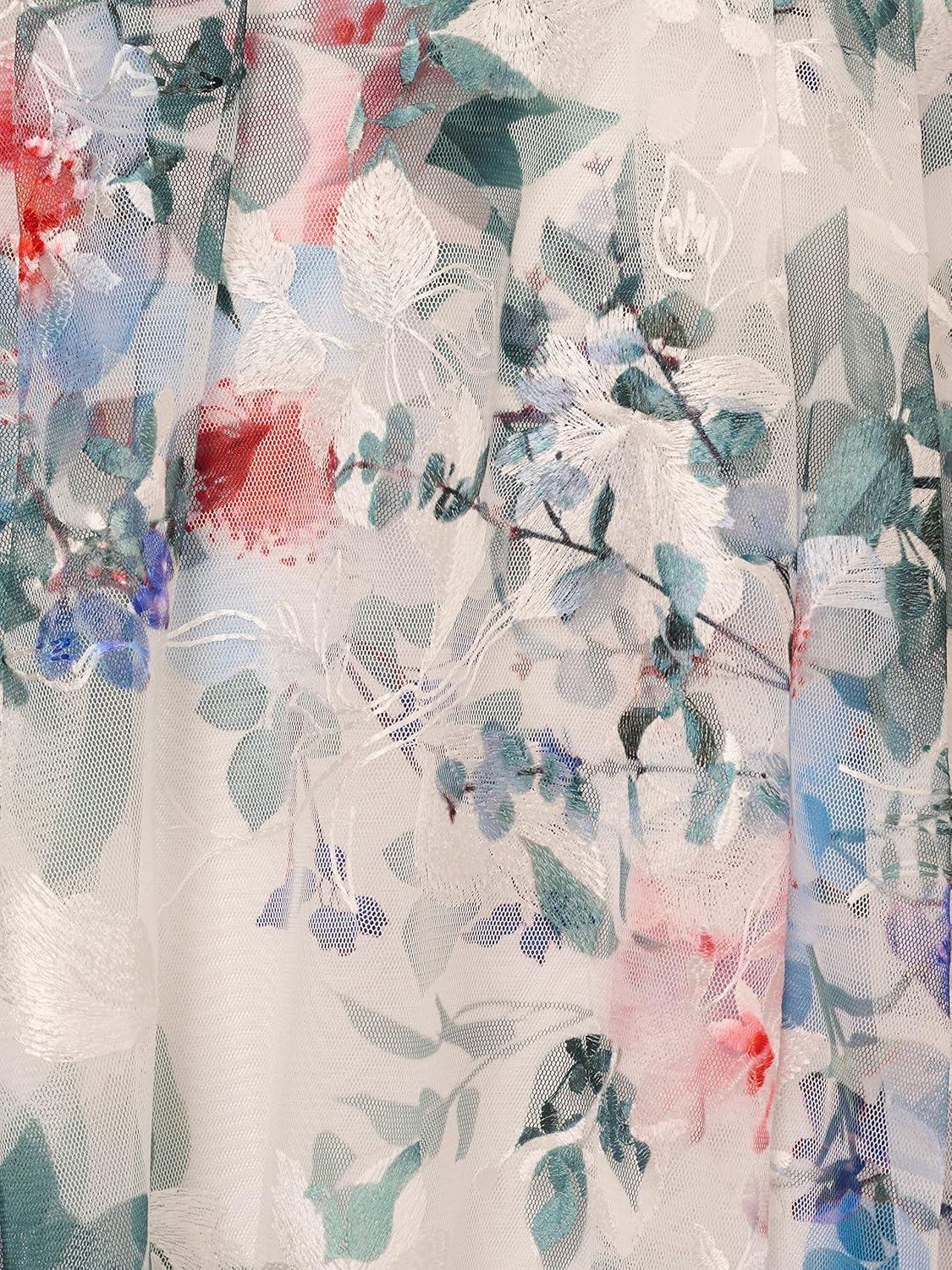 imageAdrianna Papell Womens Floral Printed Veiled DressIvory Multi