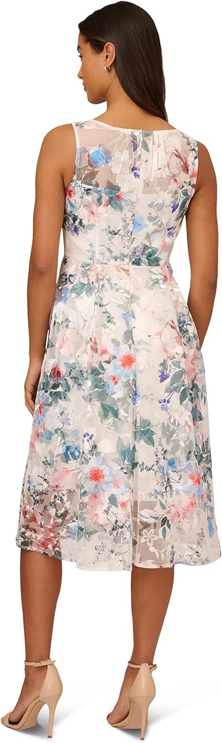 imageAdrianna Papell Womens Floral Printed Veiled DressIvory Multi