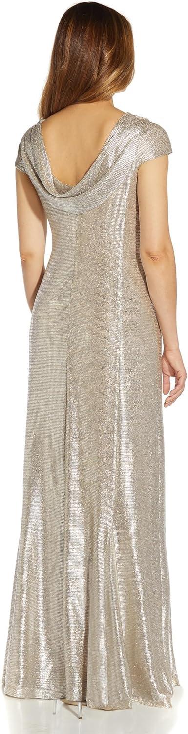 imageAdrianna Papell Womens Metallic Knit GownAlabaster