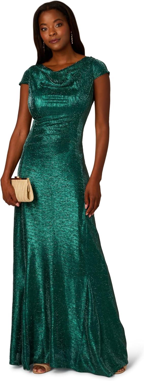 imageAdrianna Papell Womens Metallic Knit GownEmerald