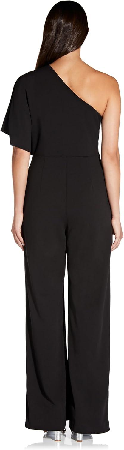 imageAdrianna Papell Womens PlusSize One Shoulder Crepe Melania Jumpsuit PlusBlack