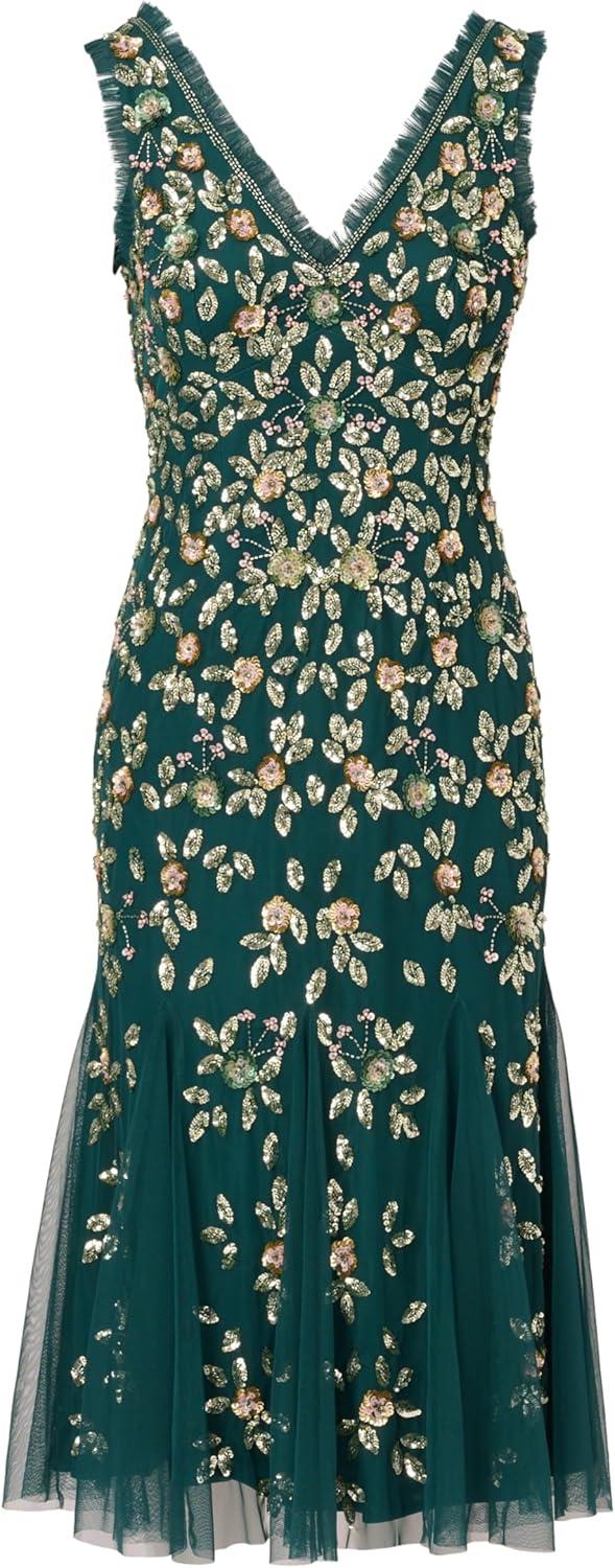 imageAdrianna Papell Womens Ruffle Bead DressGem Green