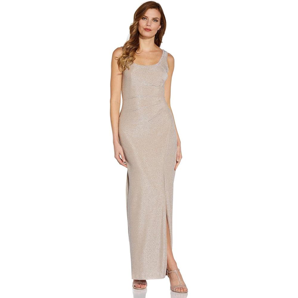 imageAdrianna Papell Womens Metallic Knit GownChampagne