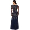 imageAdrianna Papell Womens Beaded Mesh Velvet Long DressLight Navy