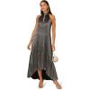 imageAdrianna Papell Womens Pleated Metallic Ankle DressGunmetalBlack